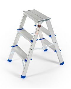 V1500163 - Dubbele aluminium ladder - 2x3 treden - 1500163